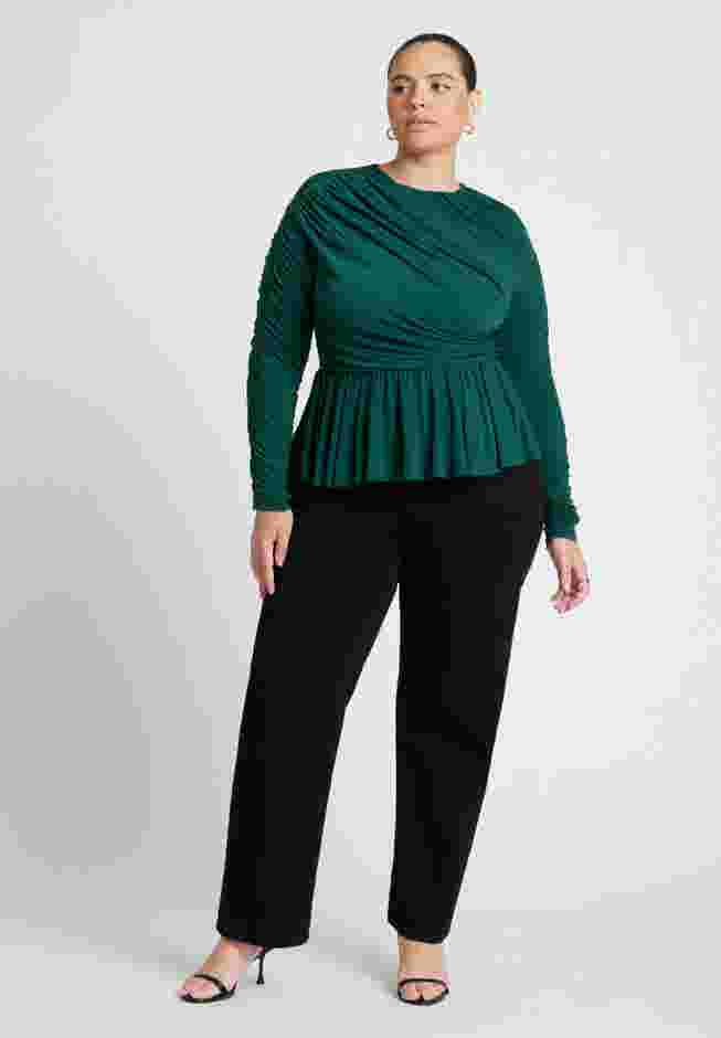 Shirred Peplum Top image number 2