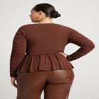 Shirred Peplum Top image number null
