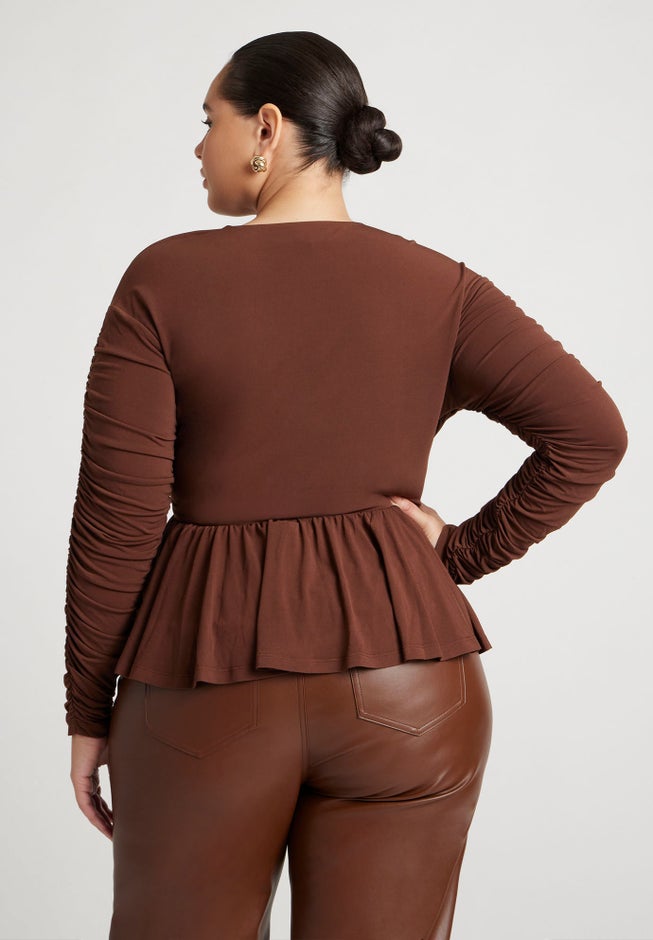 Shirred Peplum Top image number 1