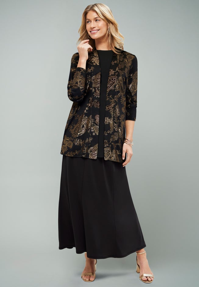 Stretch Knit Open Front Knit Topper image number 1