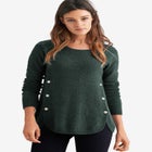 Stretch Scoop Neck Curved Hem With Buttons Pullover Sweater image number null