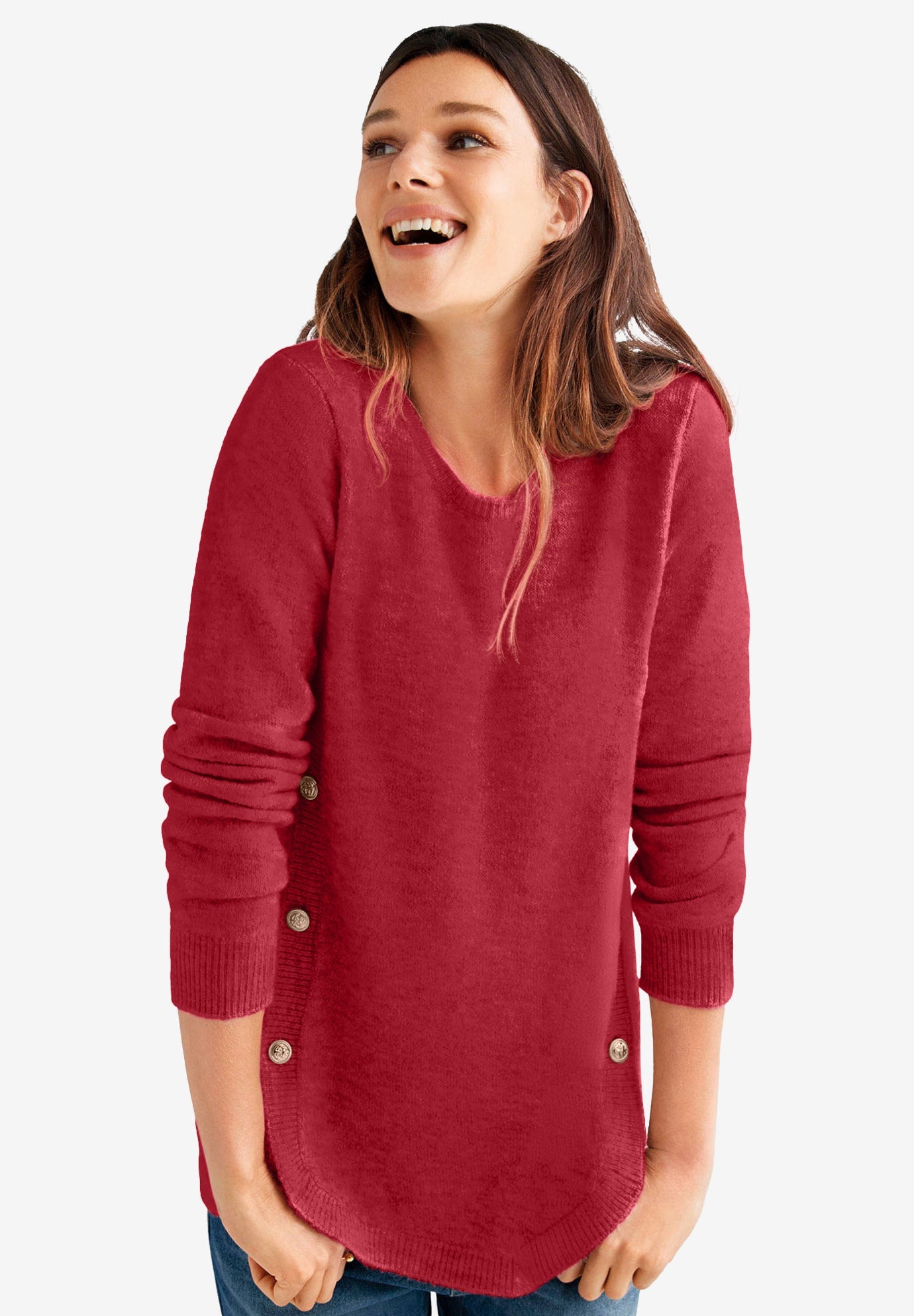 Button Trim Pullover Sweater image number 0