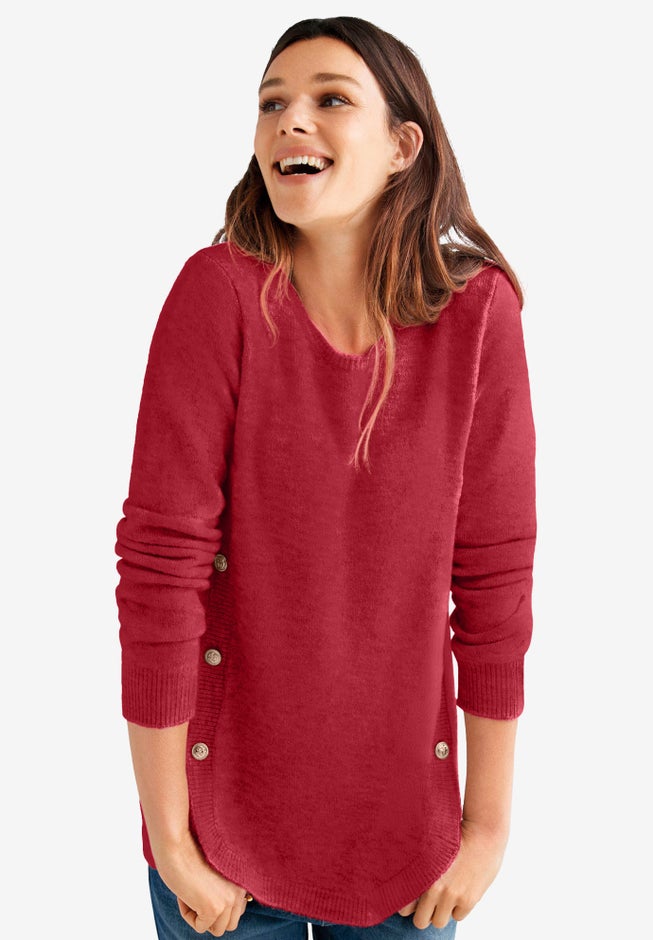 Button Trim Pullover Sweater image number 0