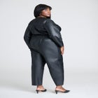 Faux Leather Jumpsuit With Tie image number null