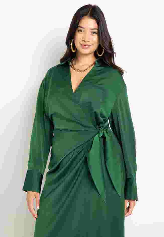 Satin Maxi Wrap Dress image number 1