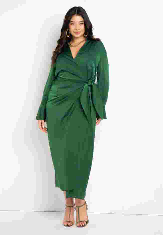 Satin Maxi Wrap Dress image number 0