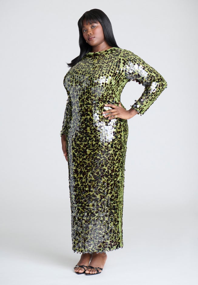 Paillette Sequin Maxi Dress image number null