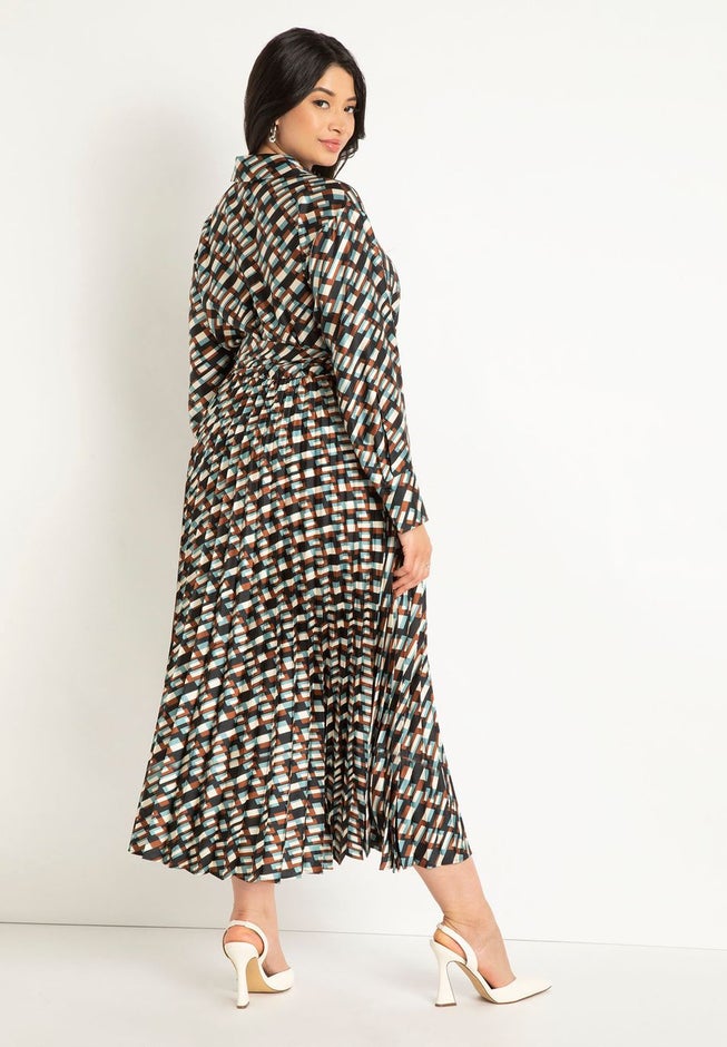 Pleated Skirt Fit And Flare Dress image number null