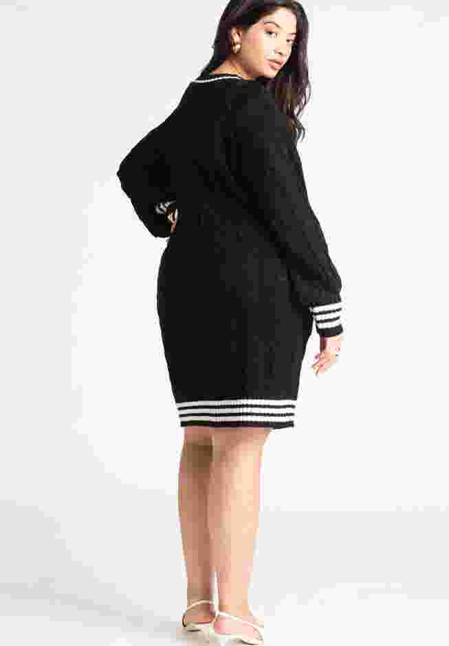 Cardigan Sweater Dress With Stripe Detail image number 1