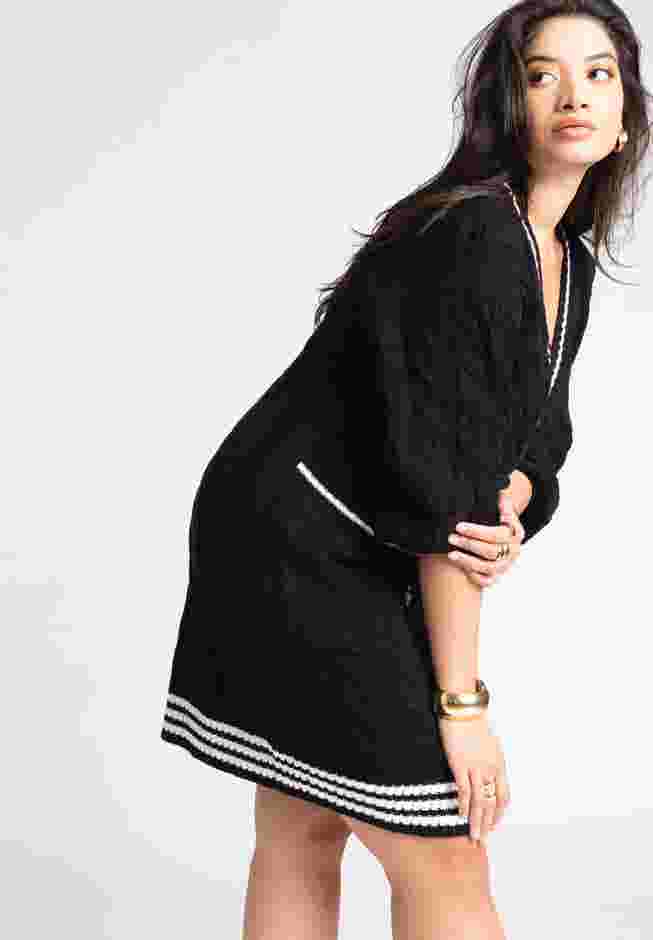 Cardigan Sweater Dress With Stripe Detail image number 2