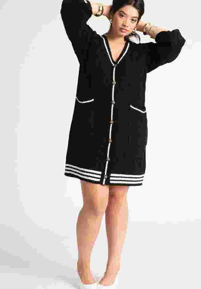 Cardigan Sweater Dress With Stripe Detail image number 0