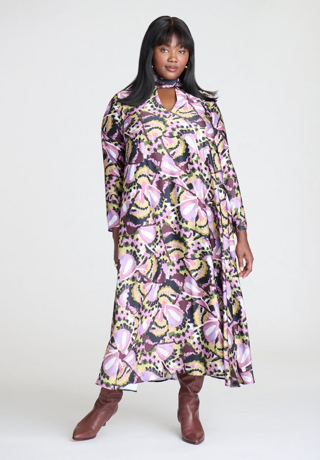 Draped High Neck Maxi Dress image number 1