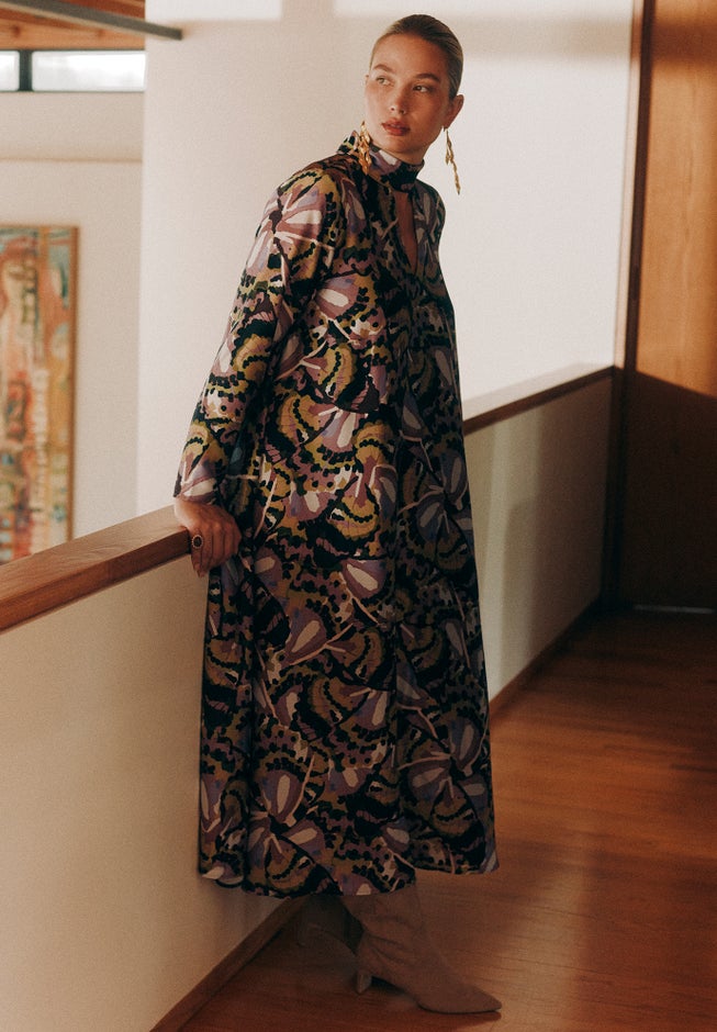 Draped High Neck Maxi Dress image number 0