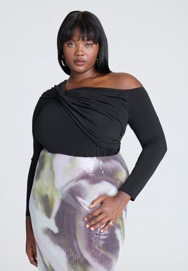 Shoulder-Twist Drape Top image number 0