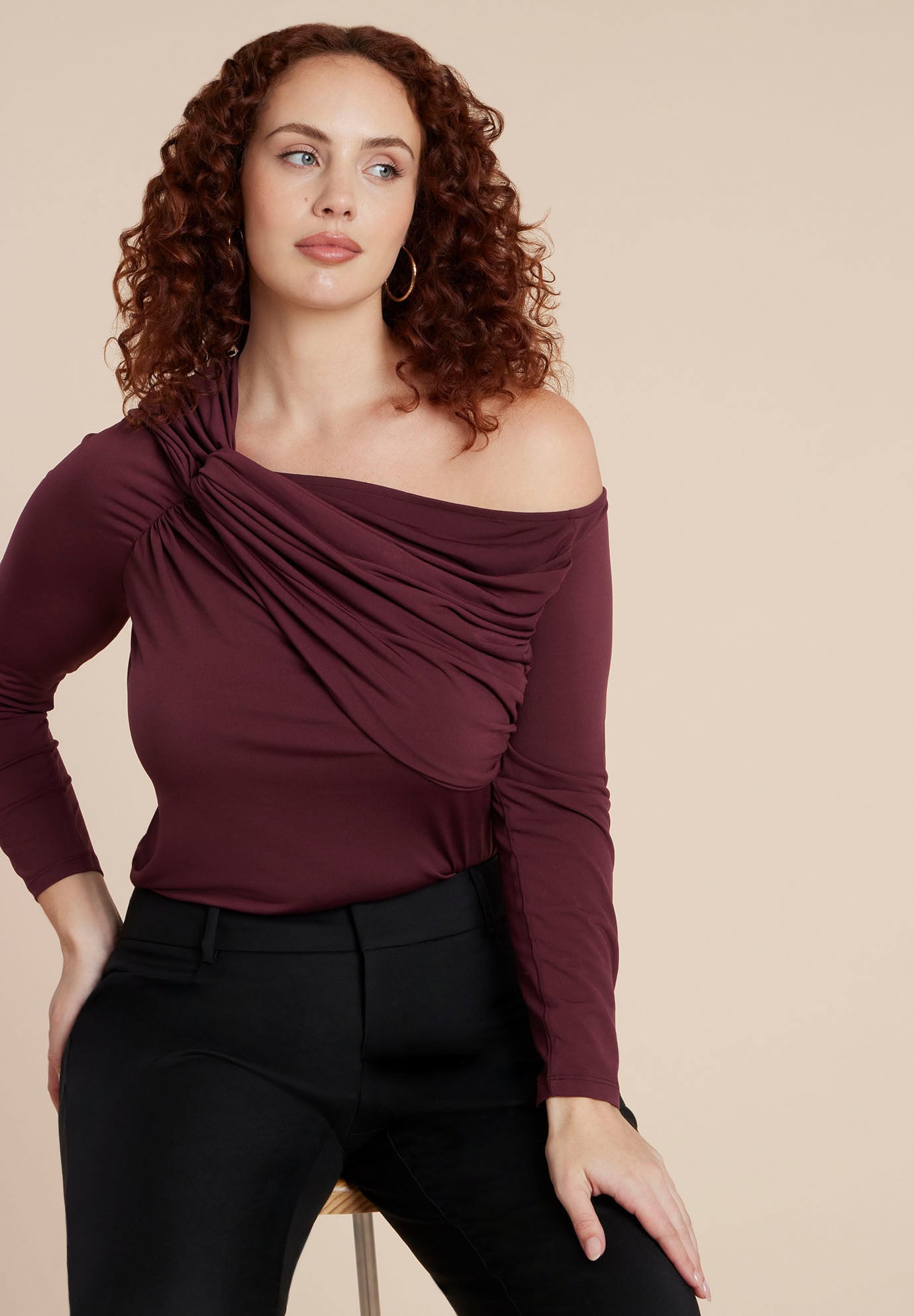 Shoulder-Twist Drape Top image number 0