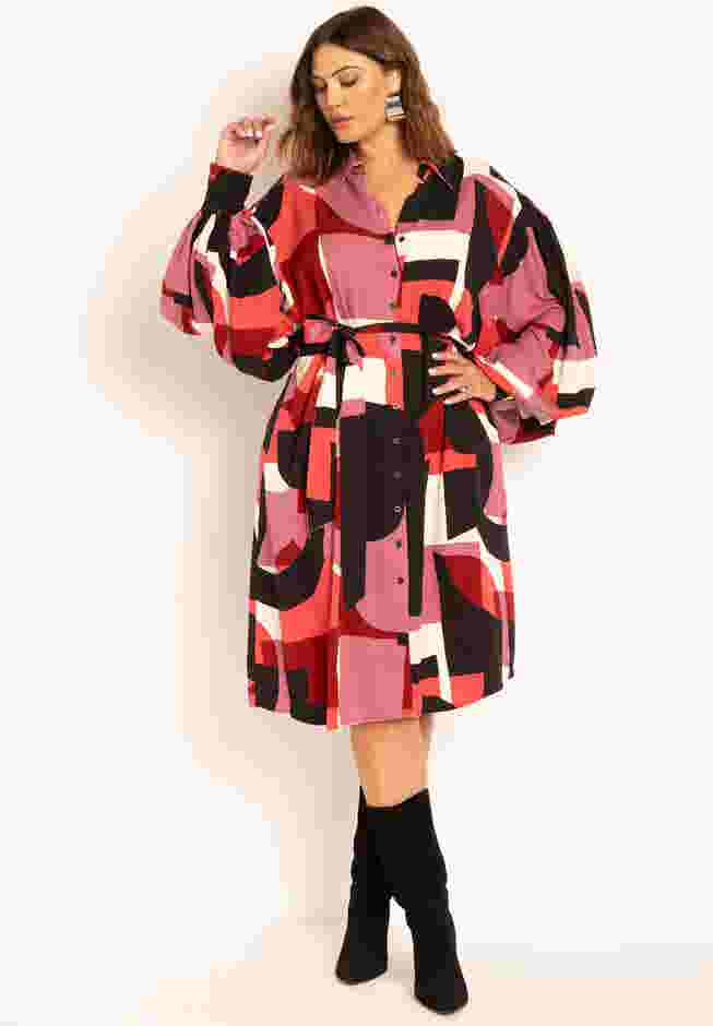 Exaggerated Sleeve Shirt Dress image number 1