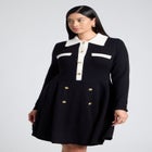 Collared Sweater Dress With Buttons image number null