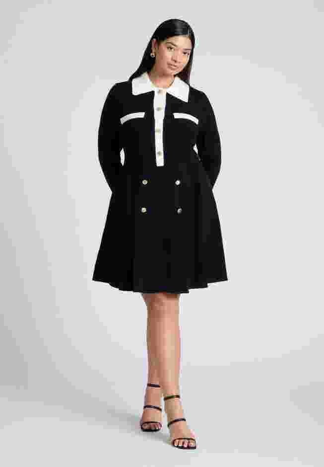 Collared Sweater Dress With Buttons image number 0