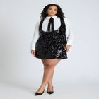 Bow Blouse Sequin Mini Dress image number null