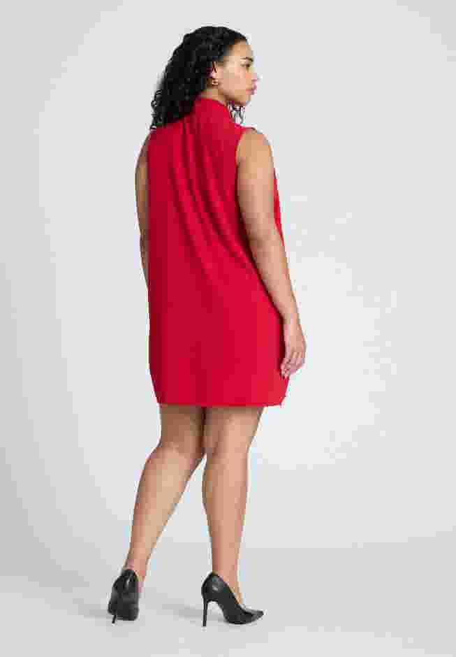 Pleated Bow Neck Mini Dress image number 1