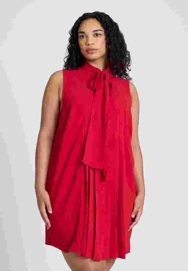 Pleated Bow Neck Mini Dress image number 2