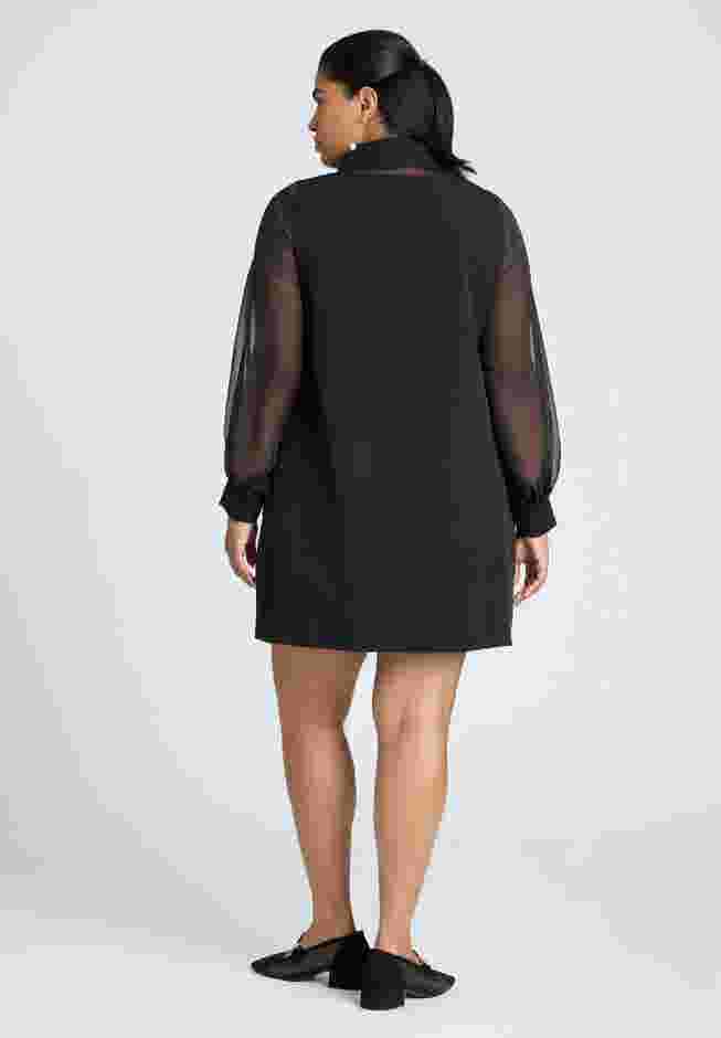 Sheer Sleeve Shirt Dress image number 1