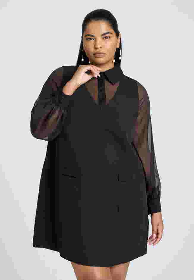 Sheer Sleeve Shirt Dress image number 2