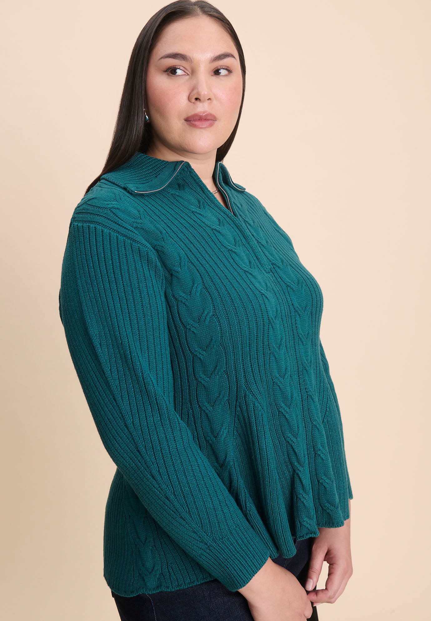 Peplum Zipper Sweater image number 1