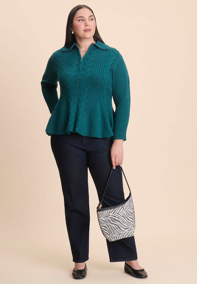 Peplum Zipper Sweater image number 3