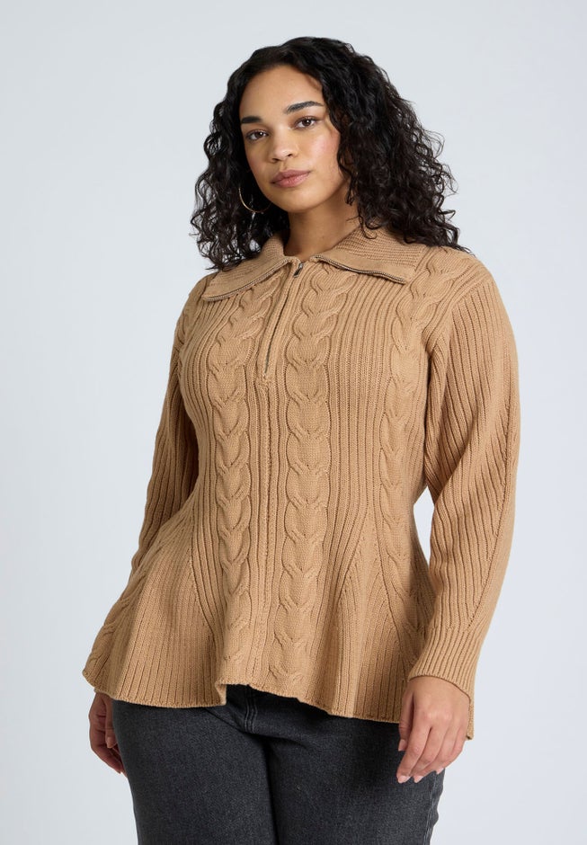 Peplum Zipper Sweater image number 0