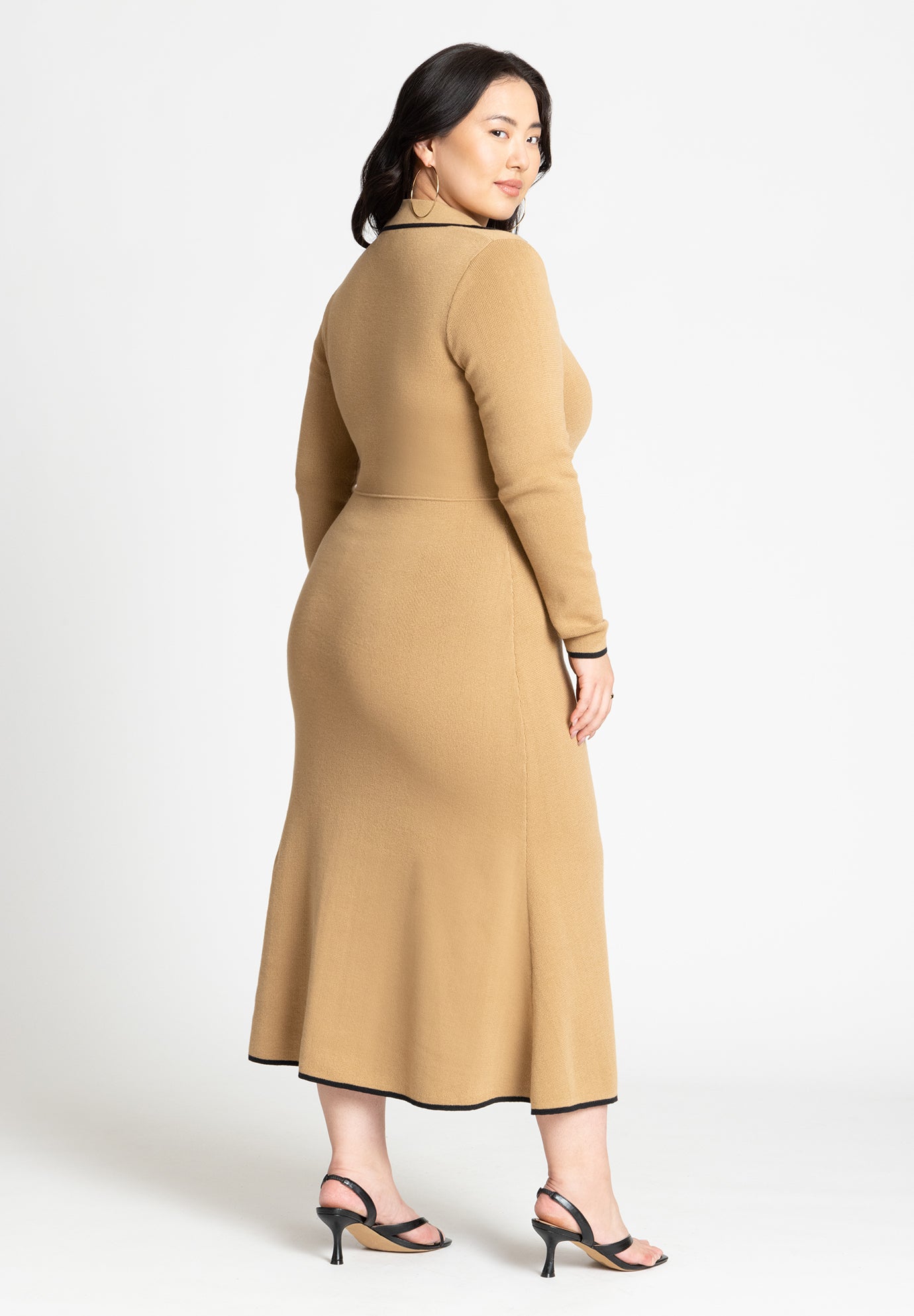 Ribbed Sweater Dress With Collar image number 1