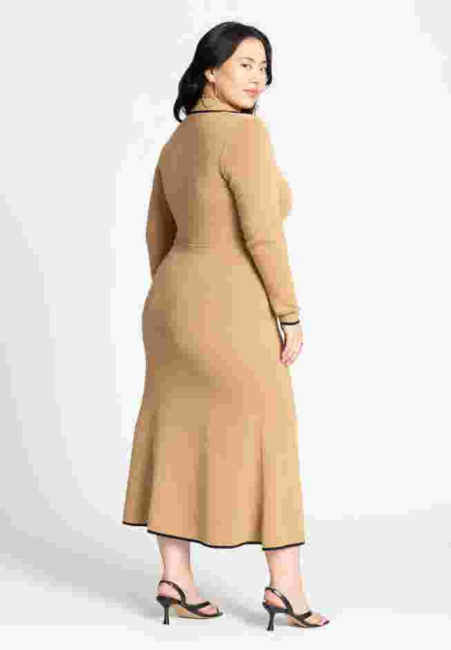 Ribbed Sweater Dress With Collar image number 1