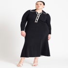 Ribbed Sweater Dress With Collar image number null