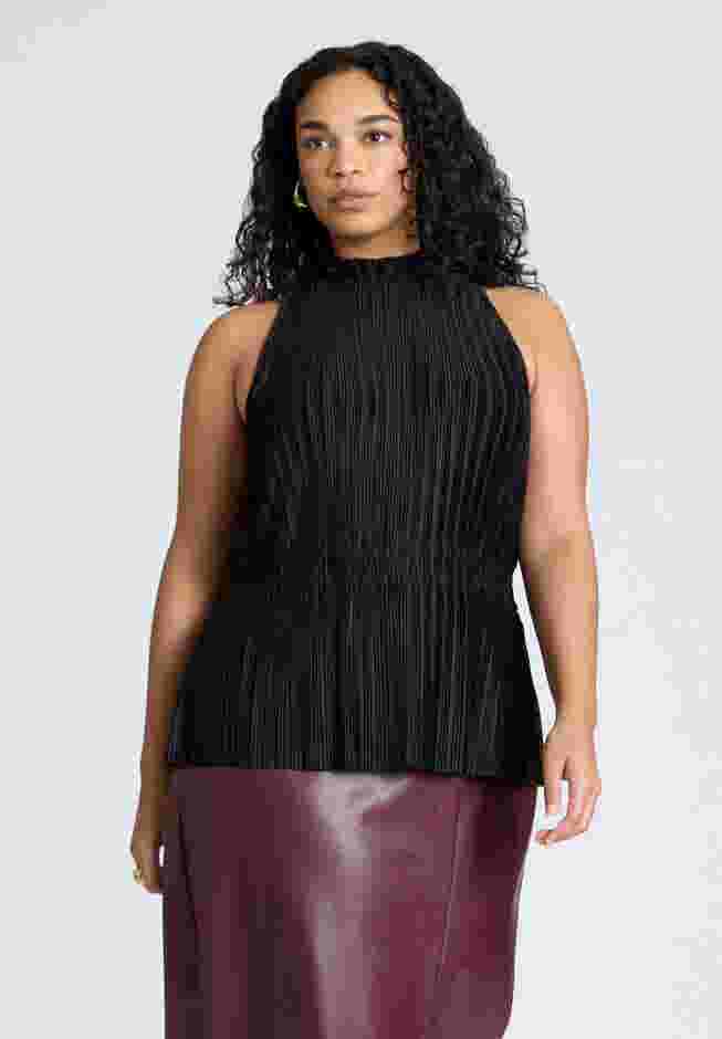 Sleeveless Plisse Top image number 0
