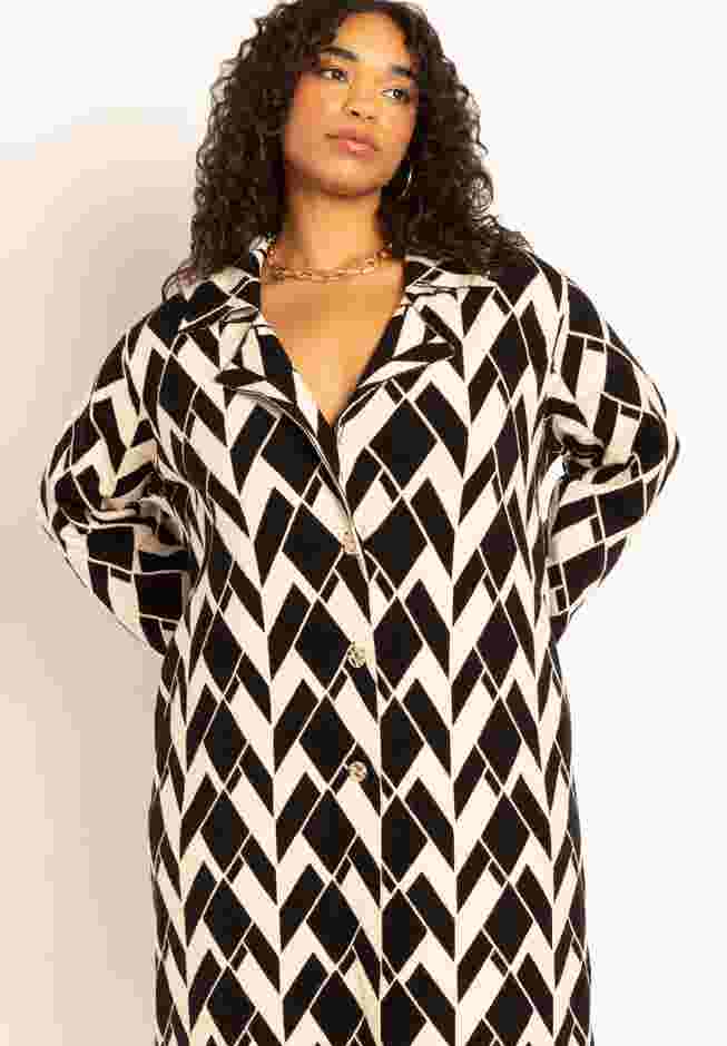 Geo Print Heavy Knit Duster image number 3