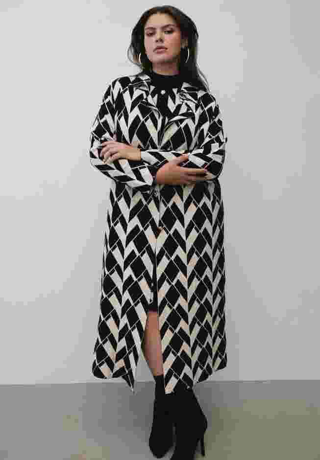 Geo Print Heavy Knit Duster image number 0