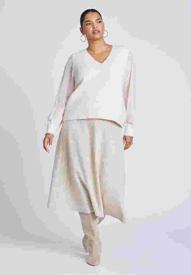 Sheer Sleeve V-Neck Sweater image number 1