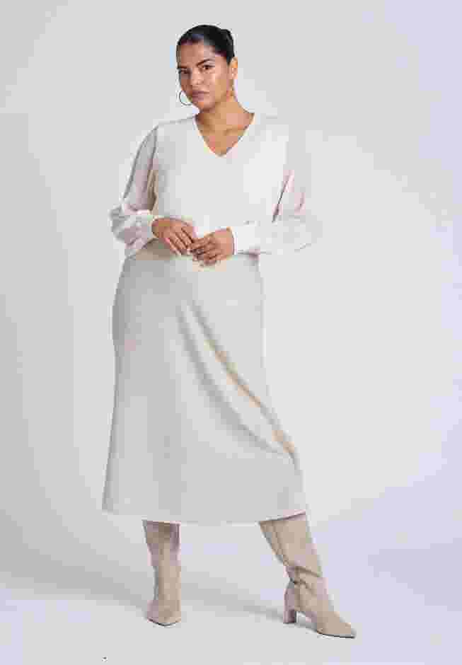 Sheer Sleeve V-Neck Sweater image number 3