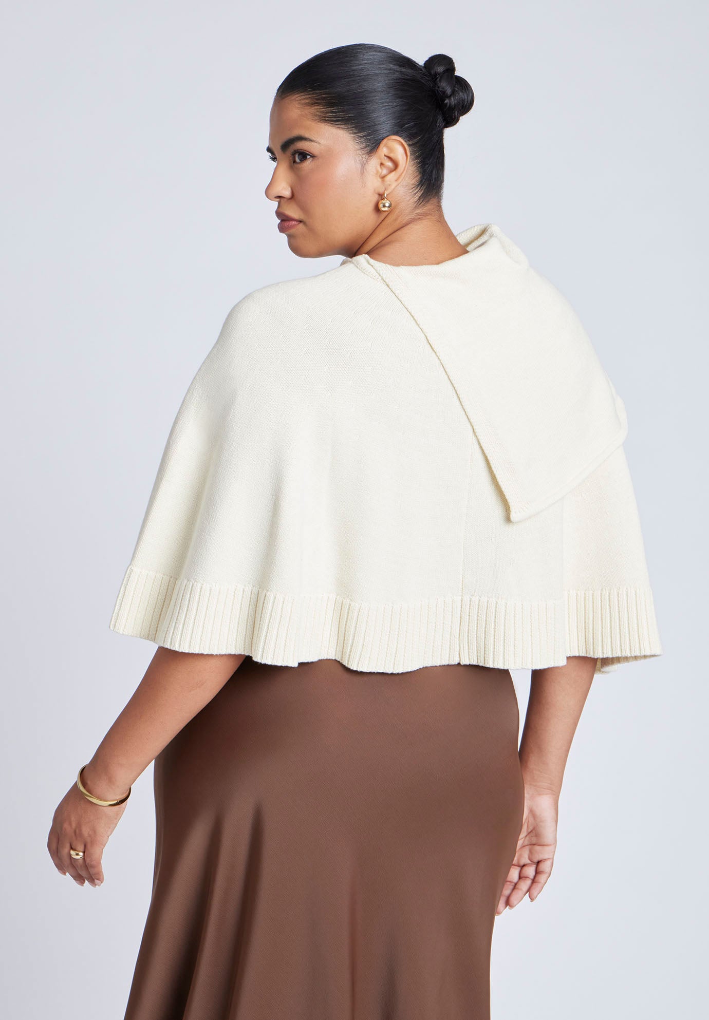 Button Detail Sweater Poncho image number 1