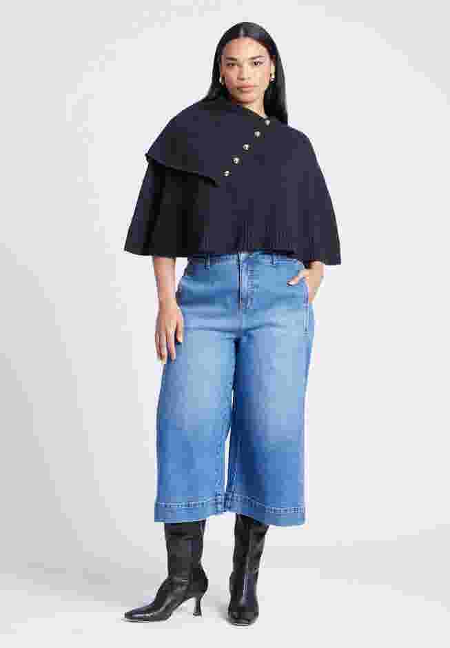 Button Detail Sweater Poncho image number 2