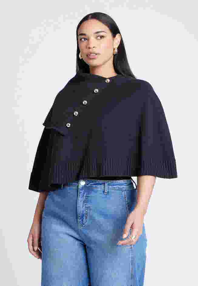 Button Detail Sweater Poncho image number 0