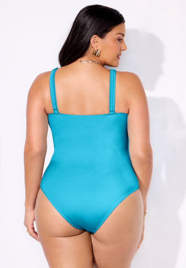 Shimmer Chain Accent Cut Out One Piece Swimsuit image number 1