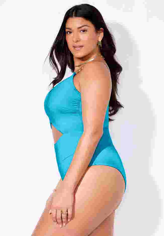Shimmer Chain Accent Cut Out One Piece Swimsuit image number 2