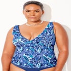 Ruffle V-Neck Tankini Top image number null