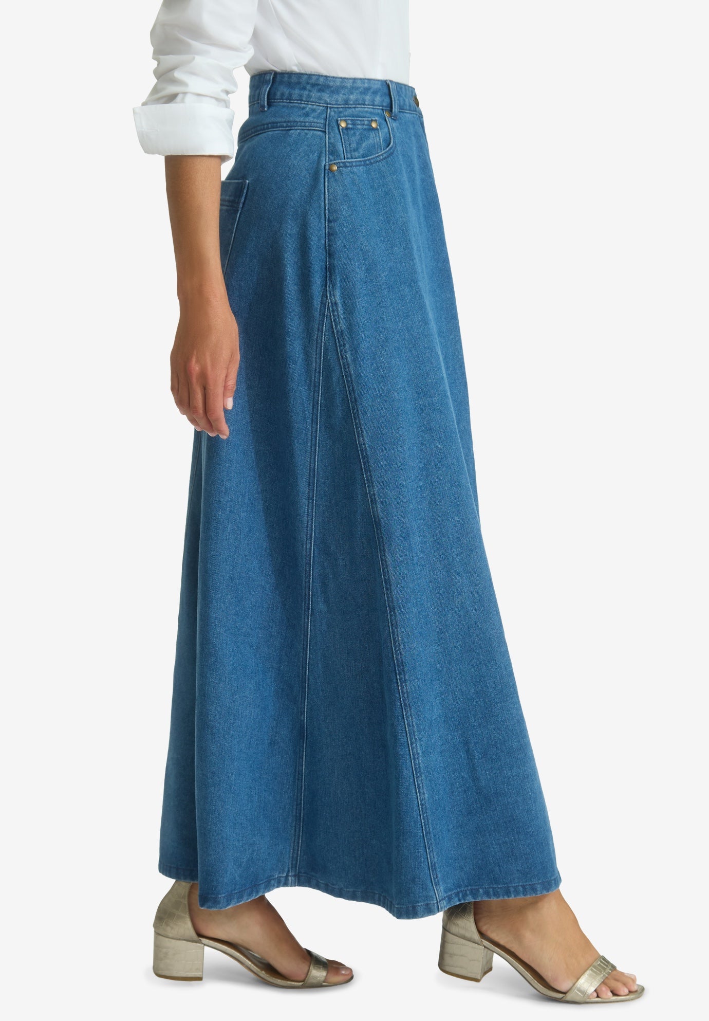 Denim Inset Maxi Skirt image number 3
