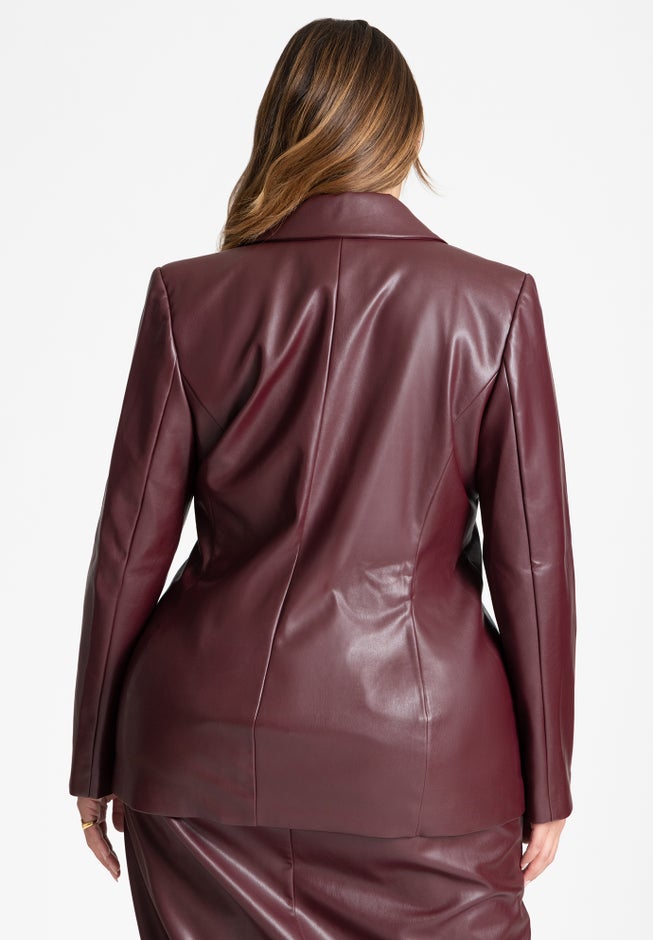 Faux Leather Asym Blazer image number null