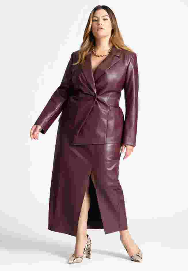 Faux Leather Asym Blazer image number 2