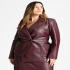 Faux Leather Asym Blazer image number null