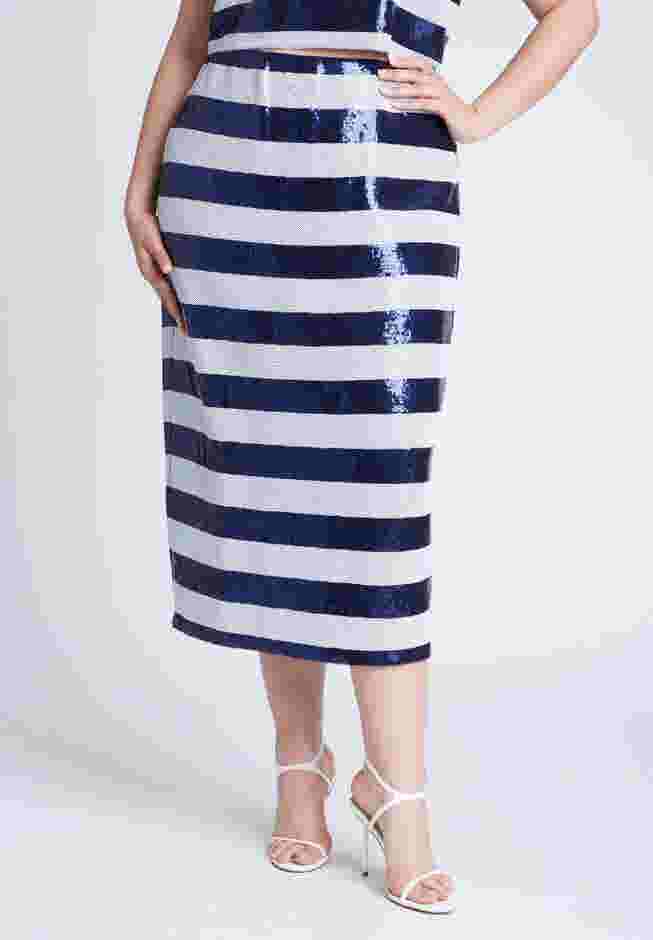 Sequin Striped Midi Skirt image number 1