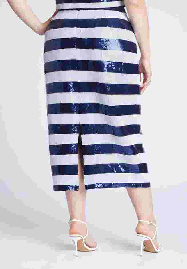 Sequin Striped Midi Skirt image number 2
